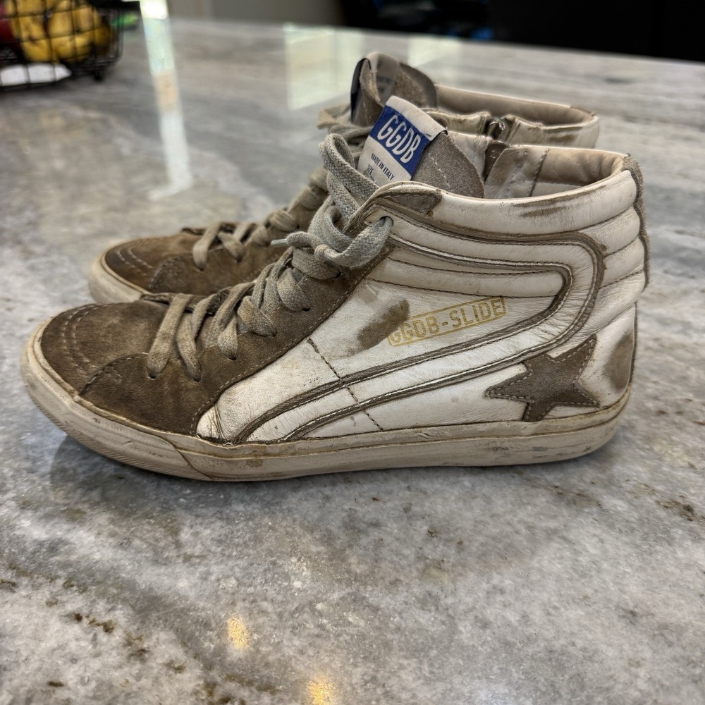 Golden Goose High-Top Sneakers Slides Trashed Distressed Sz 7.5 Star READ